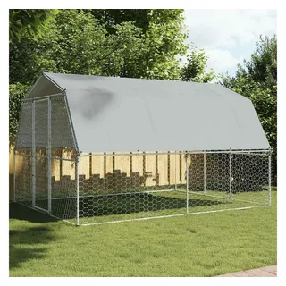 vidaXL Hundezwinger mit Dach und Tür 375 x 285 x 230 cm Stahl Silber