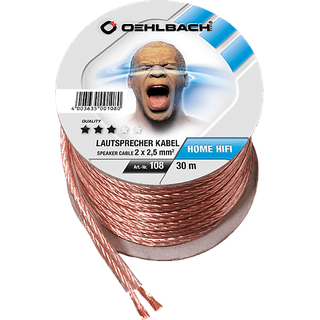 Oehlbach Speaker Wire SP-25 3000 Lautsprecherkabel 2 x 2,5 qmm, Mini Spule, Lautsprecherkabel, 30 m