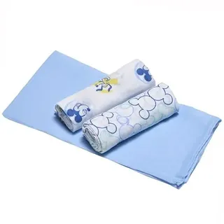 Disney Musselin, Minnie, Mickey, Ellepi weiche Bio-Baumwolle für Kinder, Handtücher, Bettwäsche, Taschentücher, Wickeltuch für Babybett, 70 x 70 cm, Geschenkbox (Micky Maus)
