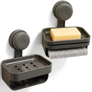 2 Stück Seifenschale, Seifenschale Ohne Bohren Wandmontage, Mit Ablauf Für Dusche Und Waschbecken, Pistaziengrau