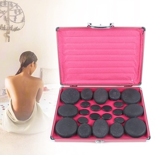 Hot Stone Massage Set, 20 Stück Basalt Massagesteine mit Erwärmer Hot Stone Einsteiger-Set, Ideal für Spa, Massagetherapy & Entspannung