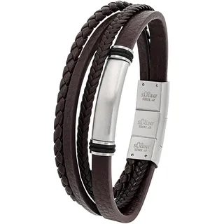 s.Oliver ID Armband Leder Edelstahl braun 2022621 Größe 21,5 cm