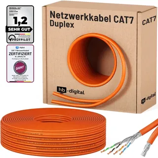 HB-Digital CAT7 Kabel Duplex Netzwerk Kabel CAT 7 S/FTP AWG23 LSZH orange