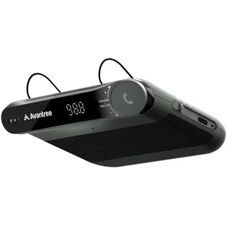 Avantree Roadtrip - Bluetooth Freisprecheinrichtung für Auto und Drahtloser FM Transmitter 2-in-1 Car Kit mit 6W Freihand Lautsprechern, Integriertem Mikrofon und und Lange 22 Std. Spielzeit