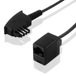 BestPlug 20cm Internet Netzwerk Patch DSL LAN Telefon Kabel Adapter, TAE-F Stecker männlich auf RJ45 Buchse Kupplung weiblich, Schwarz