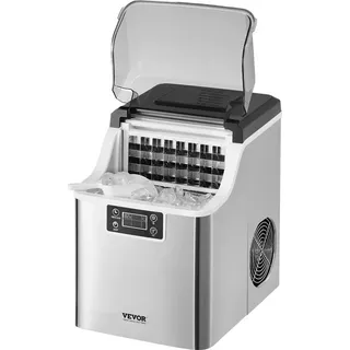 Vevor Eiswürfelbereiter Eisbereiter Eiswürfelmaschine 24 Würfel in 15 Minuten, 20,4 kg / 24 h, tragbarer Eiswürfelbereiter mit Schaufel & Korb, Eismaschine mit 3 Größen für Küche Bar Party