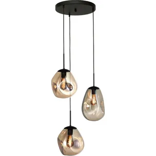 masterlight Pendelleuchte Hängelampe Hängeleuchte Lava 3-flammig Glas Gold 40x40cm, ohne Leuchtmittel, Lichtfarbe ist abhängig vom Leuchtmittel, exklusiv und handgefertigt schwarz