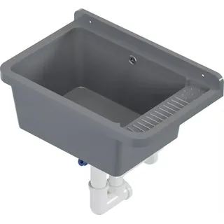 QLS Ausgussbecken 50x34 cm aus Kunststoff mit Siphon Grau Garage Werkstatt 11119 - grau