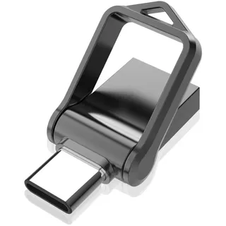 KOOTION USB Stick 32GB, USB C Stick USB 3.0 OTG Speicherstick 2-in-1 USB Flash Laufwerk Type C Flash Drive mit wasserdichtem Schlüsselanhänger für PC/Laptop/Notebook, Typ-C Mobiltelefon, usw (Schwarz)
