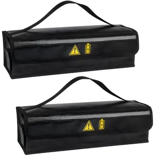 2 Stück Feuerfeste Box für Fahrradakku, Feuerfest bis 1400 °C, Akku Tasche Wasserdicht Explosionssicher, Ebike akku Schutzhülle Großraum für Lagerung Transport (49 x 15 x 15cm - 2 Stück)