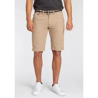 Bruno Banani Chinoshorts BRUNO BANANI, Herren, Gr. 40, N-Gr, beige, Twill, Obermaterial: 100% Baumwolle, unifarben, slim fit kniefrei, Hosen Chinoshorts, inklusive Gürtel