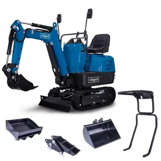Scheppach Benzin Mini-Bagger MB850 inkl. Haltekralle & Baggerdach & Böschungslöffel & Baggerdaumen - 8,5 PS | 2330mm Grabweite | 690mm Breite