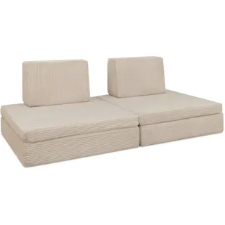 Ehrenkind® Spielsofa aus weichem Cord | Made in Germany | Modulares Spielsofa für Kinder mit integrierten Hüpfkissen | Kindersofa Natur