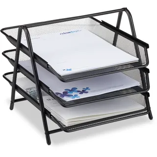 Relaxdays Dokumentenablage aus Metall, Schwarz