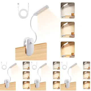 Diboniur Leselampe Bett, Klemmlampe Bett mit Touch Dimmbar, 3 Farben und dimmbar, 360° flexible Klemmleuchte Bett für Studium und Arbeit, Clip-on, USB-Anschluss (Packung mit 4)