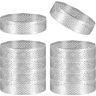 Tagtight 15 Pack Tortenring Kuchenform Edelstahl, Tortenringe mit Löchern, Dessertringe Backring für Kochen Backen Mousse, 8cm Speiseringe Rund Obstkuchen Crumpet Ringe, Tartelettformen