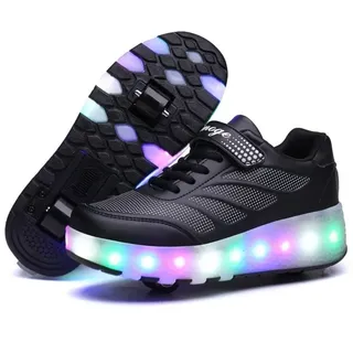 HUSK'SWARE Rollschuhe, (Vielseitige Anpassungsmöglichkeiten, strapazierfähig und langlebig, Komfortsteigerung, Hochleistungsrollen), Zwei-in-Eins-Rollschuhe,Leuchtende Rollschuhe für Kinder schwarz 37