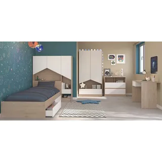 parisot möbel Parisot Kinder- und Jugendzimmer Komplett-Set 7-teilig "Shelter1" in weiß und Eiche