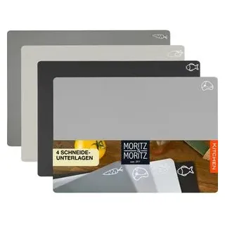 Moritz & Moritz 4x Schneidematte Küche - 28 x 38 cm - Schneideunterlage Küche für schnelles Arbeiten - Schneidebrett Kunststoff Flexibel