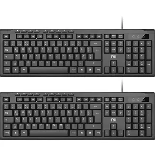 Rii (2-Pack) Tastatur Kabelgebunden, PC Tastatur USB für Computer, Laptop, Mac, Windows, macOS, QWERTZ Deutsches Layout– Schwarz