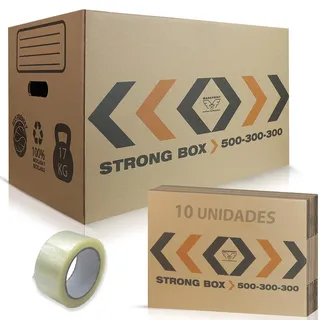 MARCPRINT 10er-Pack Umzugskartons + PRECINTO - Umzugskartons (50 x 30 x 30 cm), verstärkt und robust, FSC-zertifizierte Kartons, Umzugskartons, 100 % wiederverwendbar