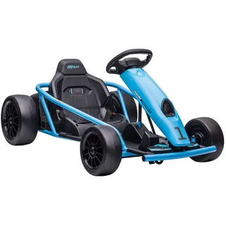 Homcom Kinder Elektro Gokart Drift Kart mit langsamem Start, Musik, Hupe, Blau