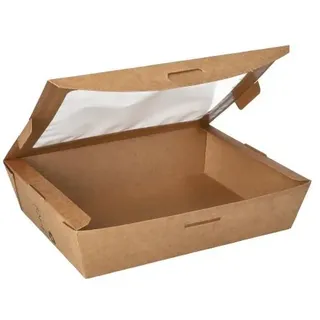 Papstar Feinkostbox mit Sichtfenster, "pure", braun, 1000 ml, 18 x 13 x 4,5 cm, 160 Stück