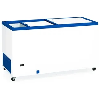 Professionelle Kühltruhe 150 cm und 470 Liter mit blickdichten Schiebetüren. Industrielle Gefriertruhe für Bar, Restaurant und Catering.