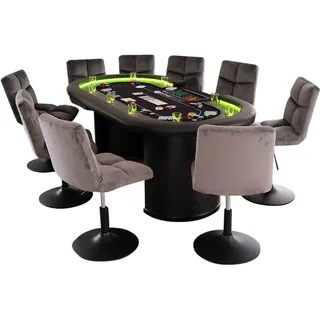 Home Deluxe Pokertisch inkl. Pokerkoffer und 2 Stühlen LAS VEGAS - Für 9 Personen
