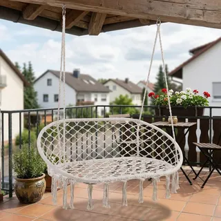 casa.pro Hängesessel Kailua 135x129x65 cm Cremeweiß [casa.pro]