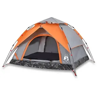 Kuppel-Campingzelt 3 Personen Grau und Orange Quick Release