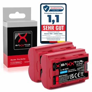 Baxxtar 2X MaxProtect Akku NP-W235 2600mAh Ersatz für Fuji NPW235 NP W235 mit NTC Sensor und V1 Gehäuse kompatibel mit Fujifilm GFX-50s II GFX-100S GFX-100 II GFX100RF X-H2 X-H2S X-S20 X-T4 X-T5