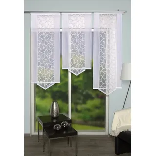 HOME WOHNIDEEN Schiebevorhang Jacquard Blätter 125 x 57 cm Weiss