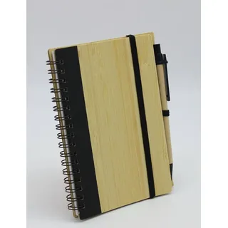 Luna24 simply great ideas... Notizbuch Bambus-Notizbuch glatt Gummi & Stift 16x12cm 4 versch. Farben wählbar schwarz