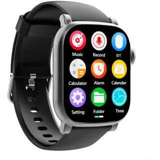 ARMYJY Sportuhr, kabellos, BT-MP3-Player mit 5,1 cm (2 Zoll) HD-Touch-Display, Videowiedergabe, unterstützt TF-Karte bis zu 128 GB, Metallkonstruktion für den Außenbereich (Schwarz/Grau, 32 GB)