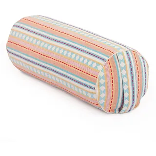 Bodhi Ethno Collection: Yoga-Bolster (rund), Jacquard-Webstoff, apricot-hellblau 1 St