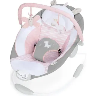 Ingenuity Ingenuity, Babywippe mit Vibration und Melodien, Flora the Unicorn - abnehmbare spielbogen, gepolsterter Kopfstütze, Sicherheitsgurt, Babysitz / rosa