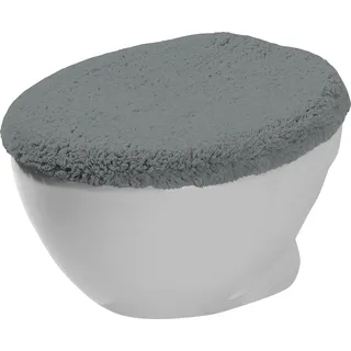 Erwin Müller WC-Deckelbezug Uni Serie Stuttgart grau Größe 45x50 cm - Unterseite rutschhemmend, mit Schnürung, 100% Baumwolle