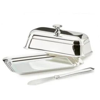 Edzard Butterdose Mary mit Messer, edel versilbert, L 13 cm