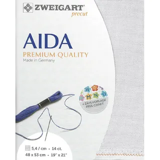 Marussia AIDA precut 14 ct. Stern-Aida 3706 Farbe 7011 hellgrau, Handarbeitsstoff für Kreuzstich 48x53cm