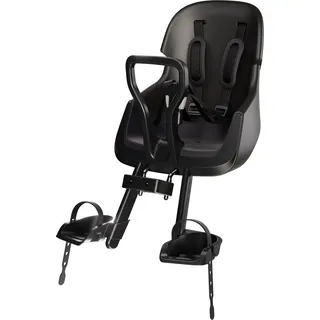 Bobike 8010700001 - Vorderrad-Babysitz Evolve MINI mit Wrap-Around-Design, Steuerrohr-Montagesystem, verstellbaren Fußstützen, und ultimativer Sicherheit, Urban Black