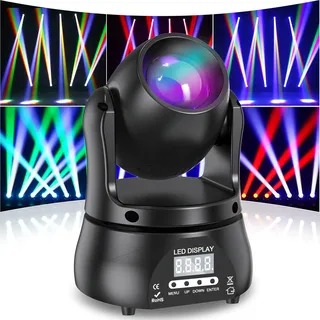 Mini 60W Beam Moving Head Bühnenlicht, RGBW LED Partylicht dmx512 Sprachsteuerung Professionelle Beleuchtungsanlage für Bühnenbeleuchtung Disco DJ Bar Weihnachten