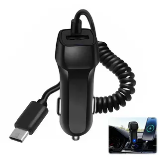 KFZ USB C Ladegerät Auto, 2-Port Zigarettenanzünder Ladegerät Typ C Autoladekabel, 3.1A Schnellladegerät für S24 S23 S22 S21,15, 15 Pro, 15 Pro Max,16, 16e, Spiralkabel Zigarettenanzünder, Schwarz