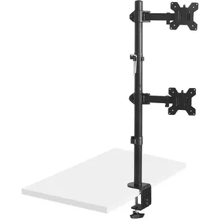 Maclean Brackets MC-967 Vertikale Doppelmonitorhalterung Schwenkarm Schwarz