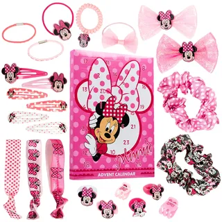 Disney Minnie Mouse Adventskalender 2026 Mädchen, 24 Haar-Accessoires | Weihnachts Countdown Kalender mit Haarspangen, Haargummis, Schleifen & Mehr Frisurenzubehör, Geschenk Mädchen (Rosa)