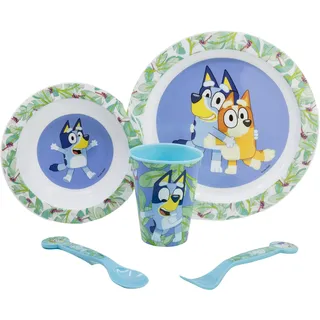 Stor Wiederverwendbares Mikrowellengeeignetes Kindergeschirr-Set bestehend aus Becher, Teller, Schüssel und Besteck von Bluey, bunt, Estándar, Lässig