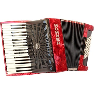 Hohner Bravo Line Facelift III Chromatisches Piano-Akkordeon mit Tasche 72 Bass rot