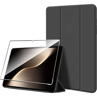 Heioloo Hülle für Honor Magic Pad 3 13.3" Schutzhülle mit Auto Schlaf/Wach, mit [1 Stück] Panzerfolie Schutzfolie, [PU Leder][Standfunktion] [Anti-Kratzen]-Schwarz