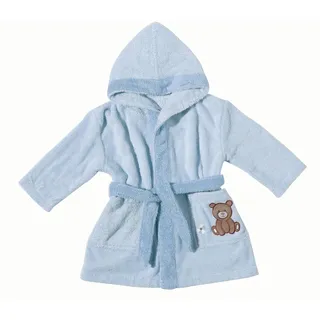 Egeria Babybademantel EGERIA "Teddy Bear" Gr. 92, blau (hellblau), L:53cm, Walkfrottee, Hausmäntel, mit Kapuze und kleiner Stickerei, Organic Cotton