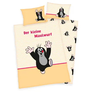 Der kleine Maulwurf Bettwäsche 40x60 + 100x135 cm 100% Baumwolle mit Reißverschluss